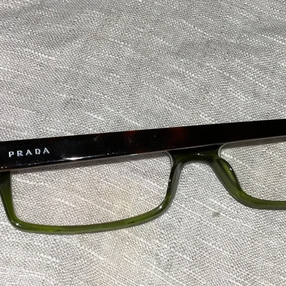Prada PR07E Dark Tortoise Shell and Lime Green Prescription Eyeglasses